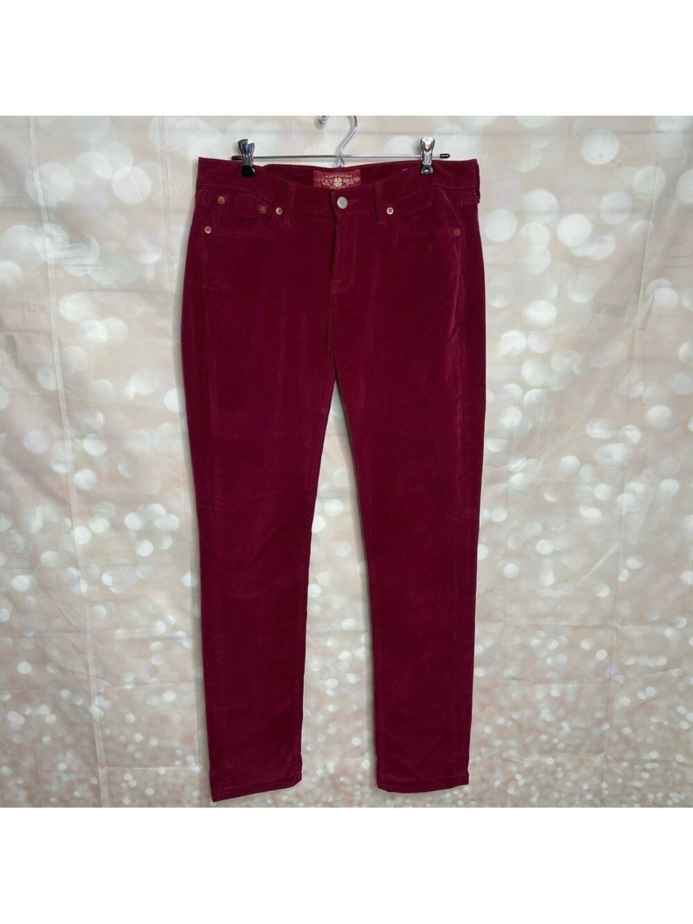 Lucky Brand Burgundy Corduroy Zoe Skinny Jeans 10/30